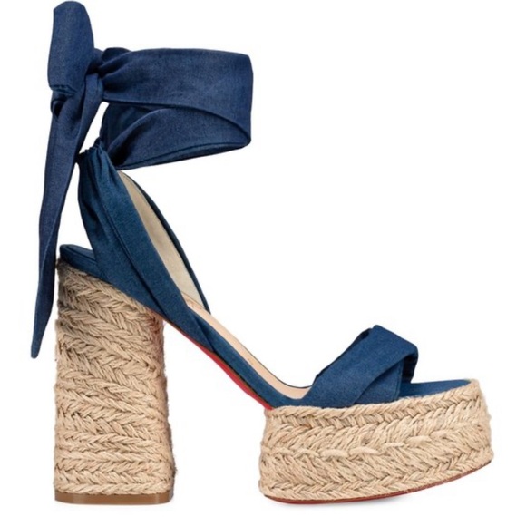 Christian Louboutin Mariza Du Desert Espadrille Wrap Denim Sandals